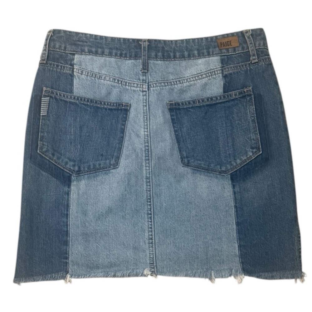 PAIGE Patchwork Denim Mini Skirt in Blue